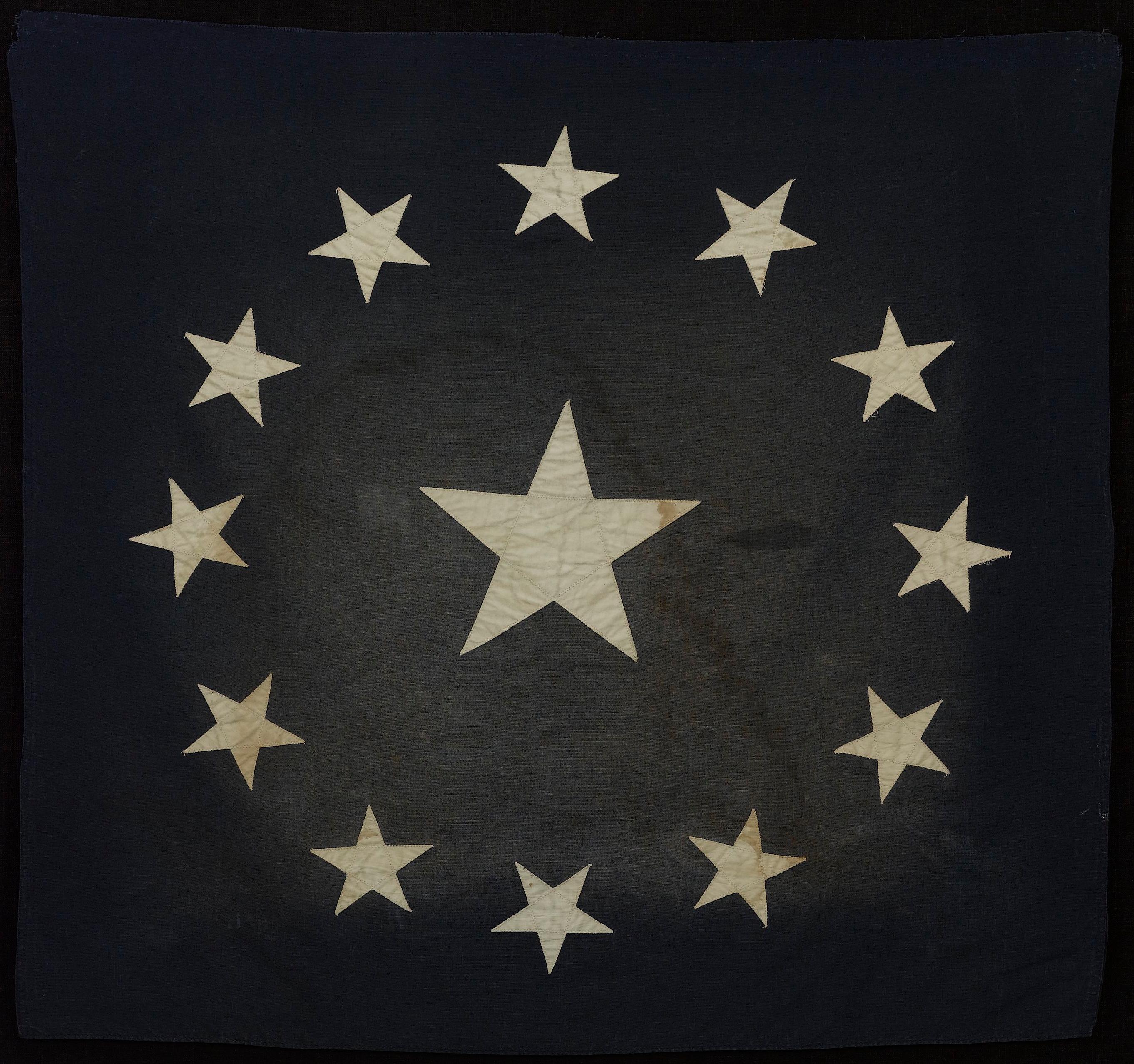13-Star Canton, from a Cowpen's-Stye American Flag, 19th Century In Good Condition In Colorado Springs, CO
