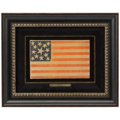 Antique 13-Star Civil War Parade Flag Waver, Printed on Muslin