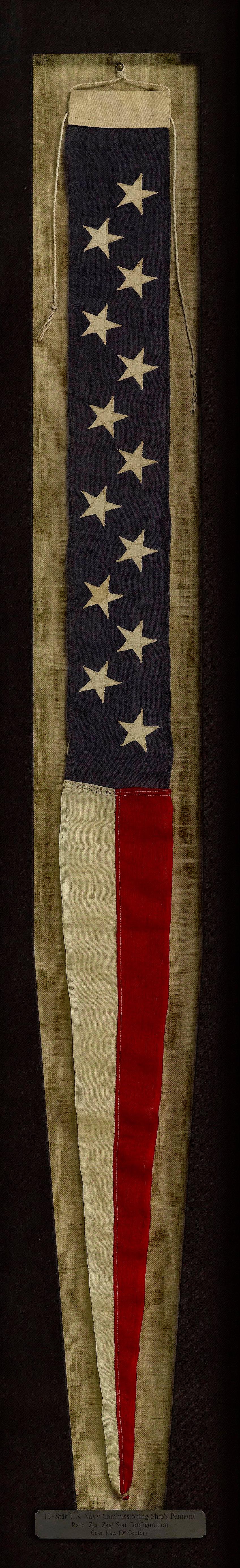 American Antique 13-Star United States Naval Commissioning Pennant