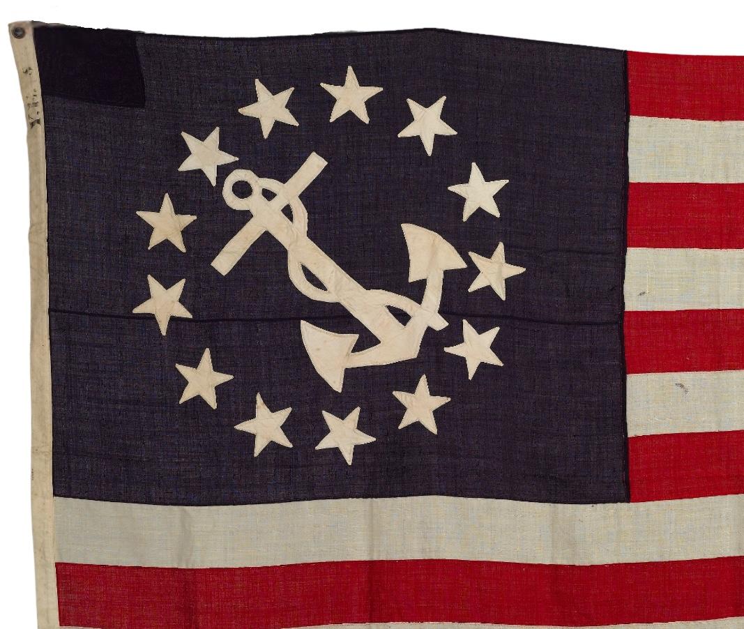 American Classical 13-Star Yacht Ensign, O.C.& K.R. Wilson, Ship Chandleries, Early 20th Century