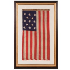 13 Stars Used American Flag, Navy Small Boat Ensign, Signed and Dated