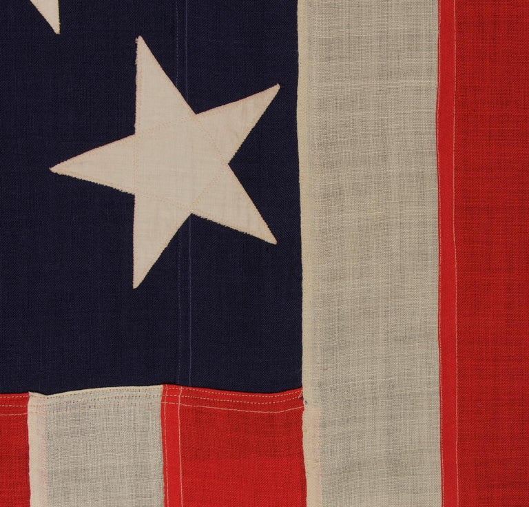 20th Century 13 Stars in a 3-2-3-2-3 Pattern On an Antique American flag, Dated 1912