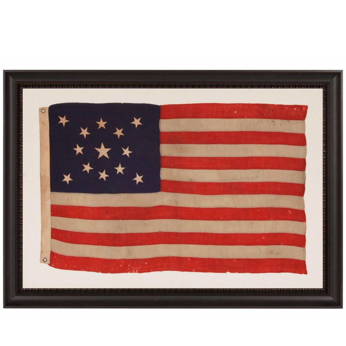 13 Stars in a Medallion Configuration on a Small Scale Antique American Flag