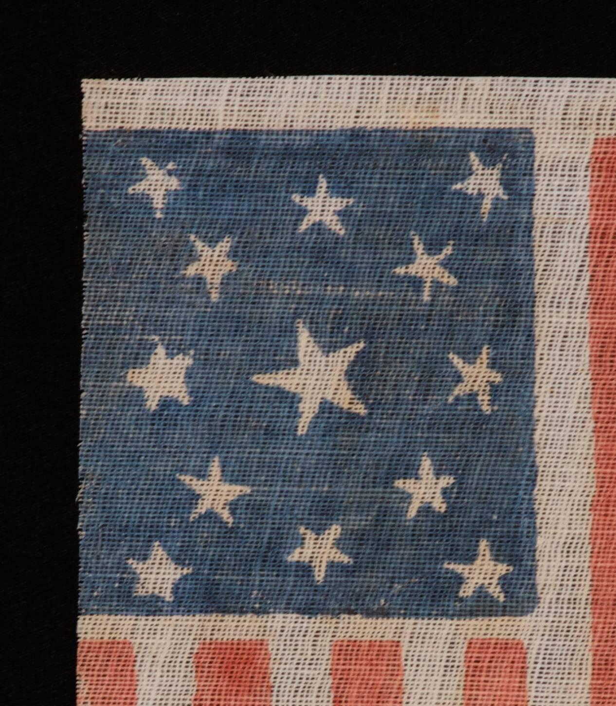 13 Stars in a Medallion Pattern on an Antique American Parade Flag In Good Condition In York County, PA