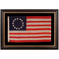 13 Stars in the Betsy Ross Pattern on a Small-Scale Antique American Flag