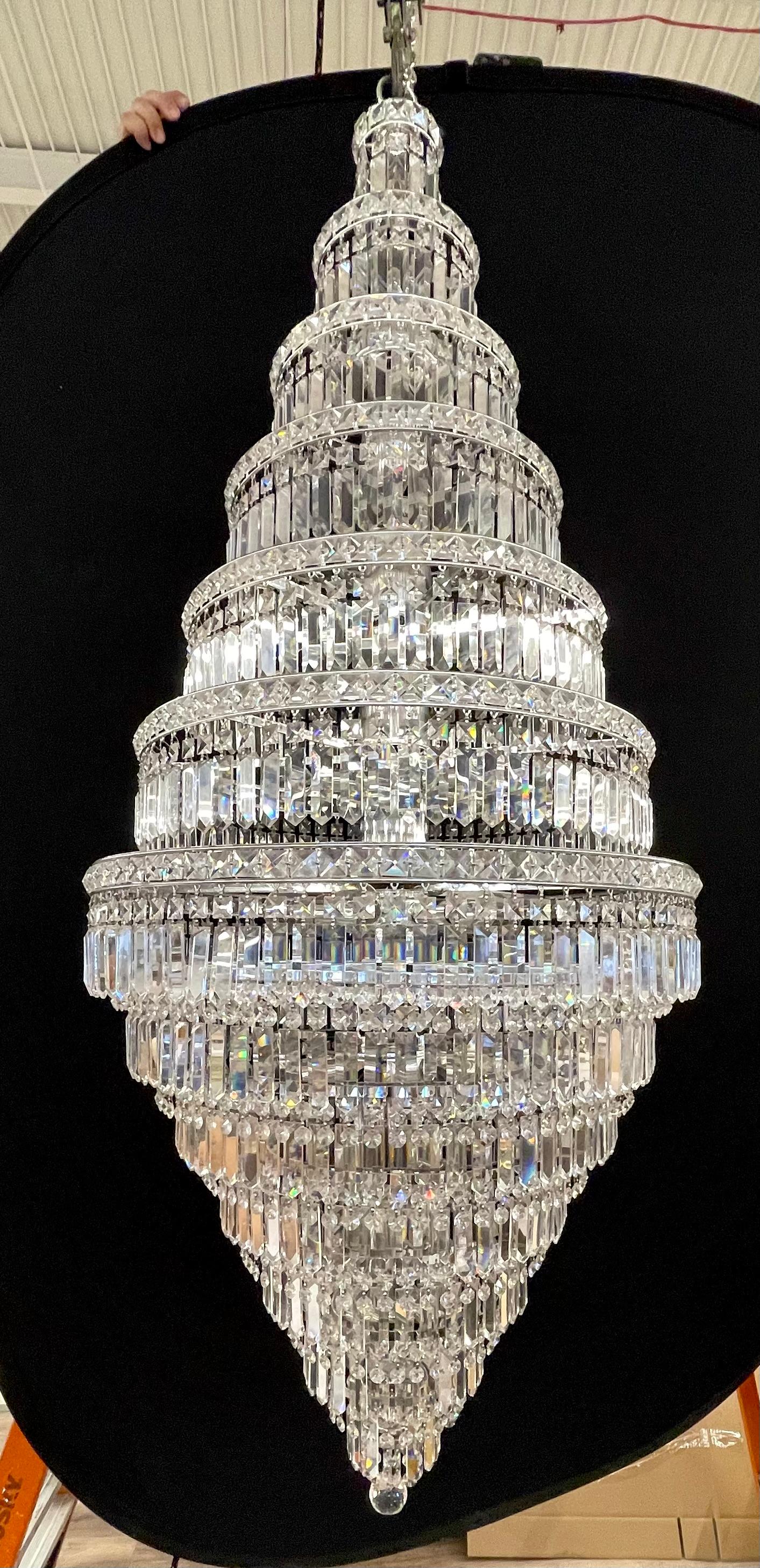 13 Tier Wedding Cake Chandelier, Crystal Prisms, 1970s For Sale 5