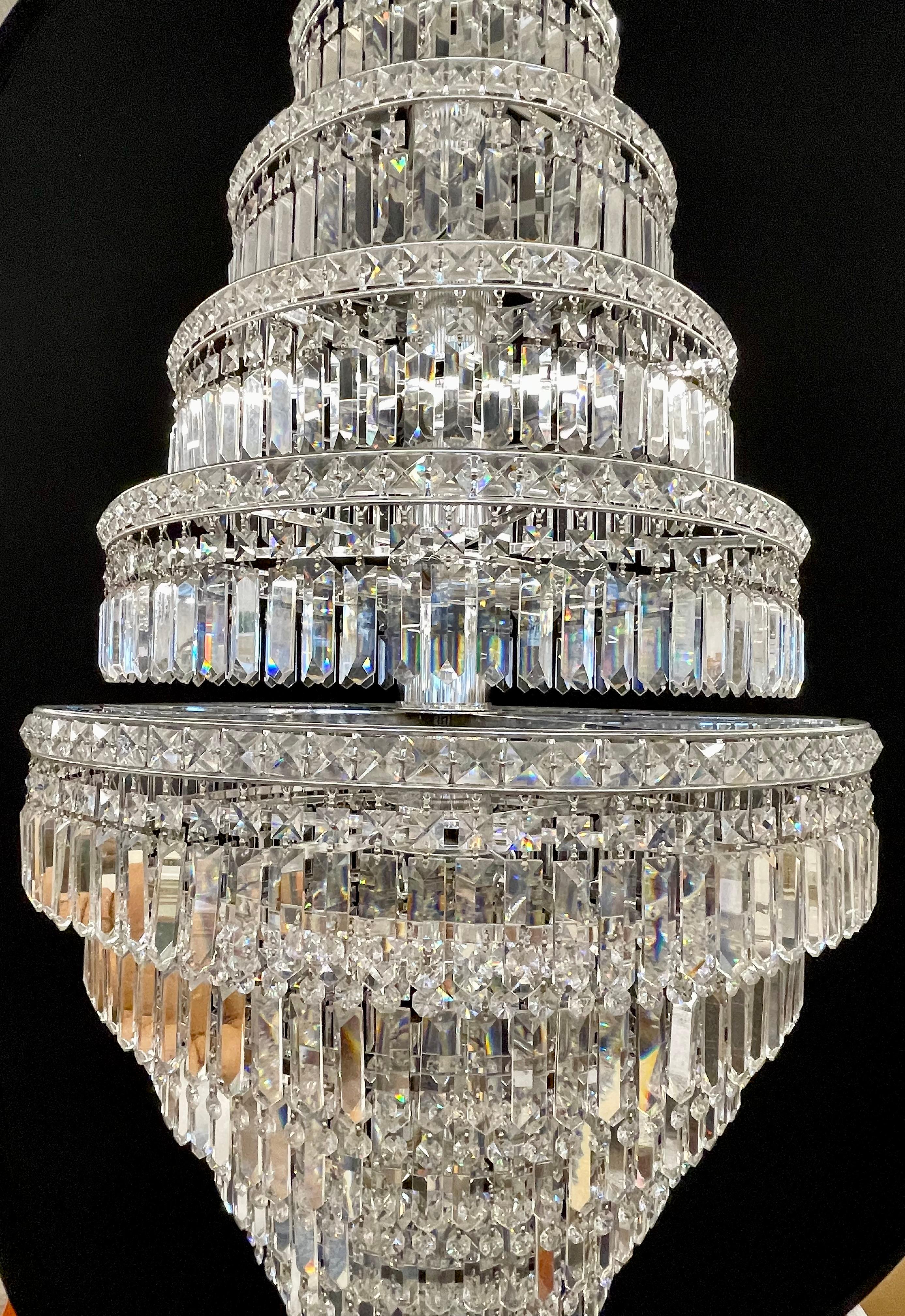 13 Tier Wedding Cake Chandelier, Crystal Prisms, 1970s For Sale 7