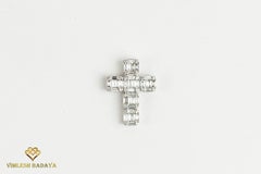 Ciondolo a croce con diamante tondo e baguette naturale da 1,3tcw Art Deco in oro bianco 18 carati