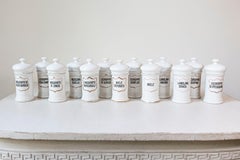 13 Vintage Italian Porcelain Pharmacy Jars with Labels, Sold Each