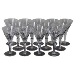 Retro 13 Waterford Sheila Cut Crystal Claret Wine Glasses Water Goblets Stemmed