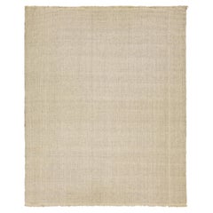 13 x 15 Organic Modern Flatweave Wool rug In Beige With Geometric Design