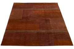 13 x 16 Modern Designed Tibetan Wool and Silk Rug In Terracotta