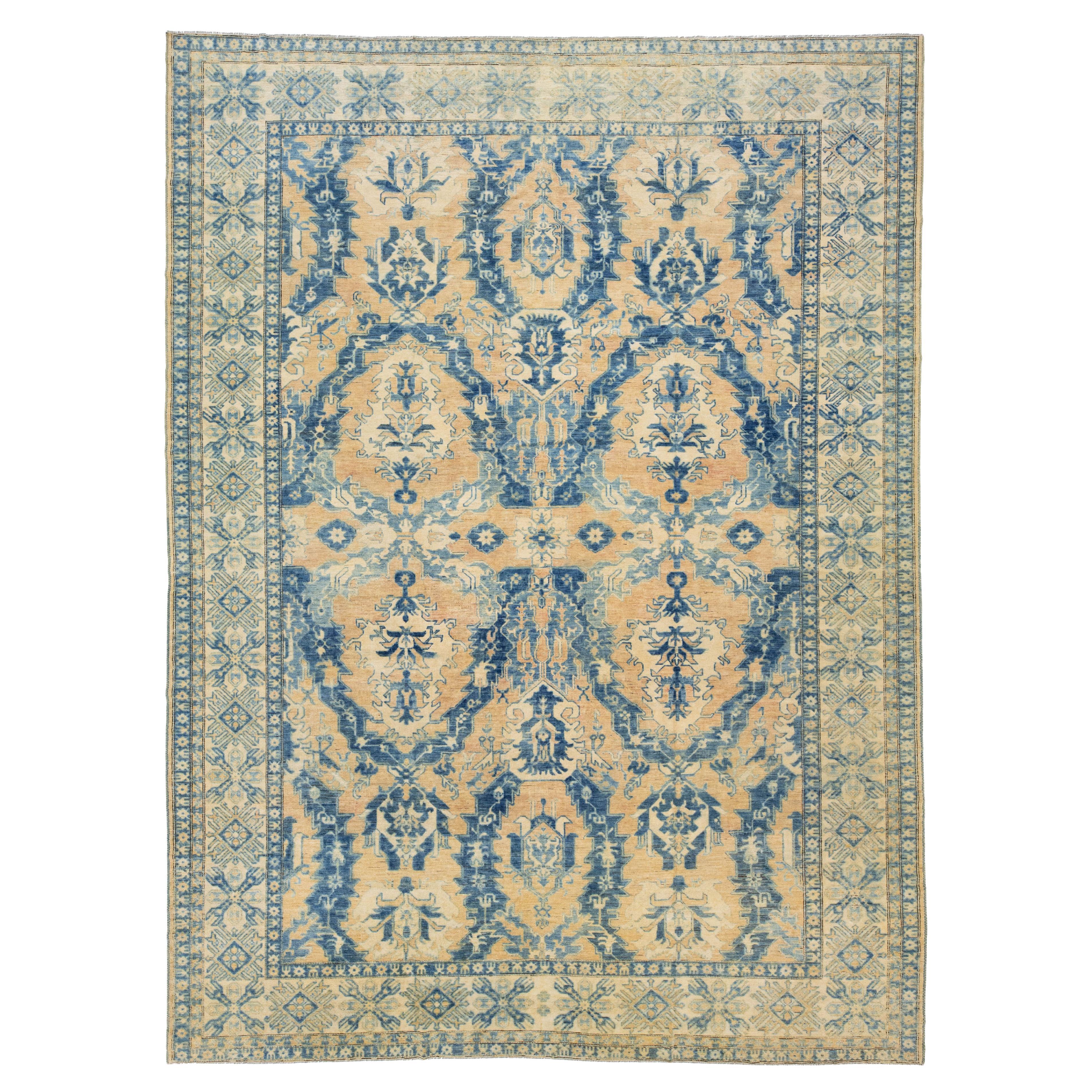 13 x 17 Tapis en laine de style moderne et transitionnel, de couleur havane, à motifs étendus