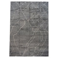13 x 19 Gray Modern Moroccan-Style Wool Rug Handmade with Abstract Design