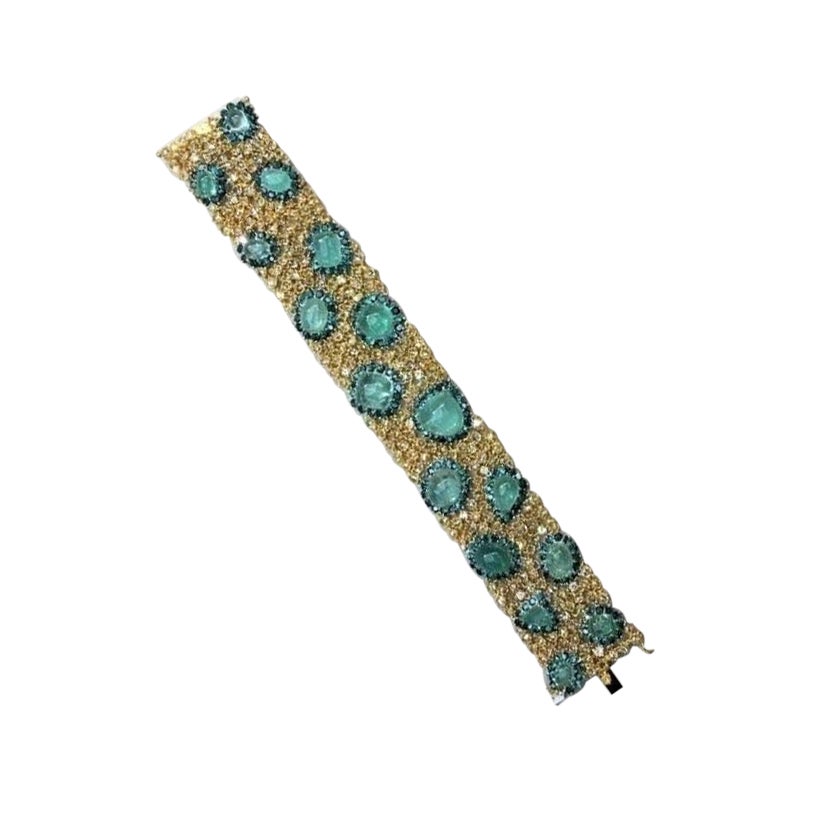 130 000 18KT Magnifique bracelet rare en tourmaline Paraiba et diamants jaunes