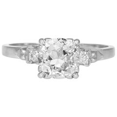 1.30 Carat 1920s-1930s Platinum Engagement Ring