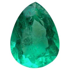 1.30 Carat 9x7 Bluish Green Colombian Emerald - Pear-Cut May Birthstone Gem