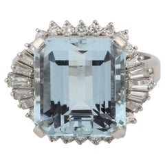 13.0 Carat Aquamarine Diamond Platinum Ring