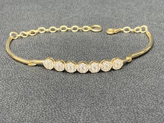 1.30 Carat Brilliant Cut Diamond 7 Flower Bangle Bracelet in 14K Yellow Gold