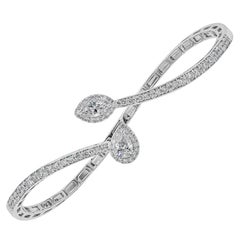 1.30 Carat Brilliant Diamond Halo Cuff Bracelet