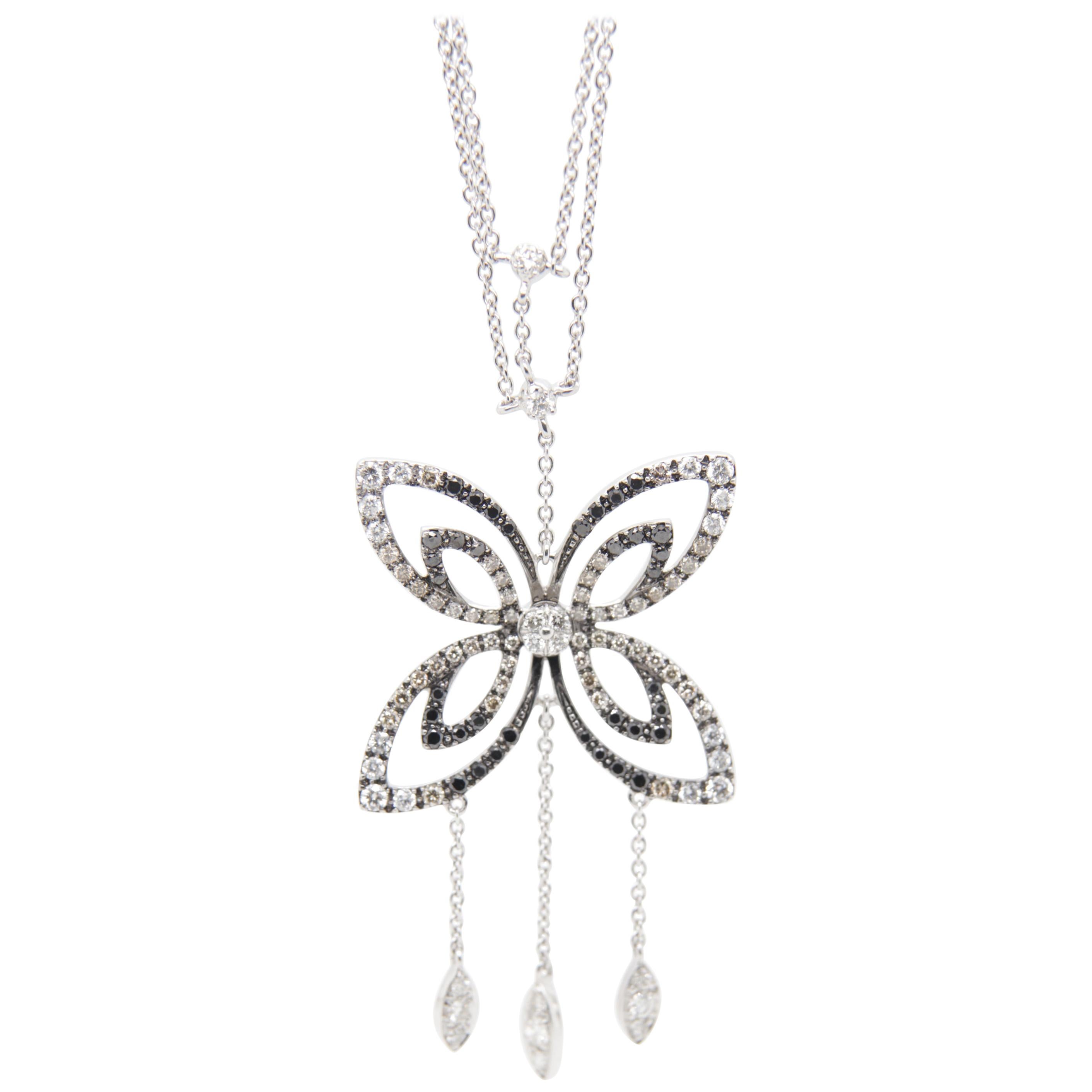 1.30 Carat Butterfly Diamond Pendant in 18 Karat Gold