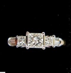 1.30 Carat Classic Princess Natural Diamond Ring 14 Karat I/SI-2