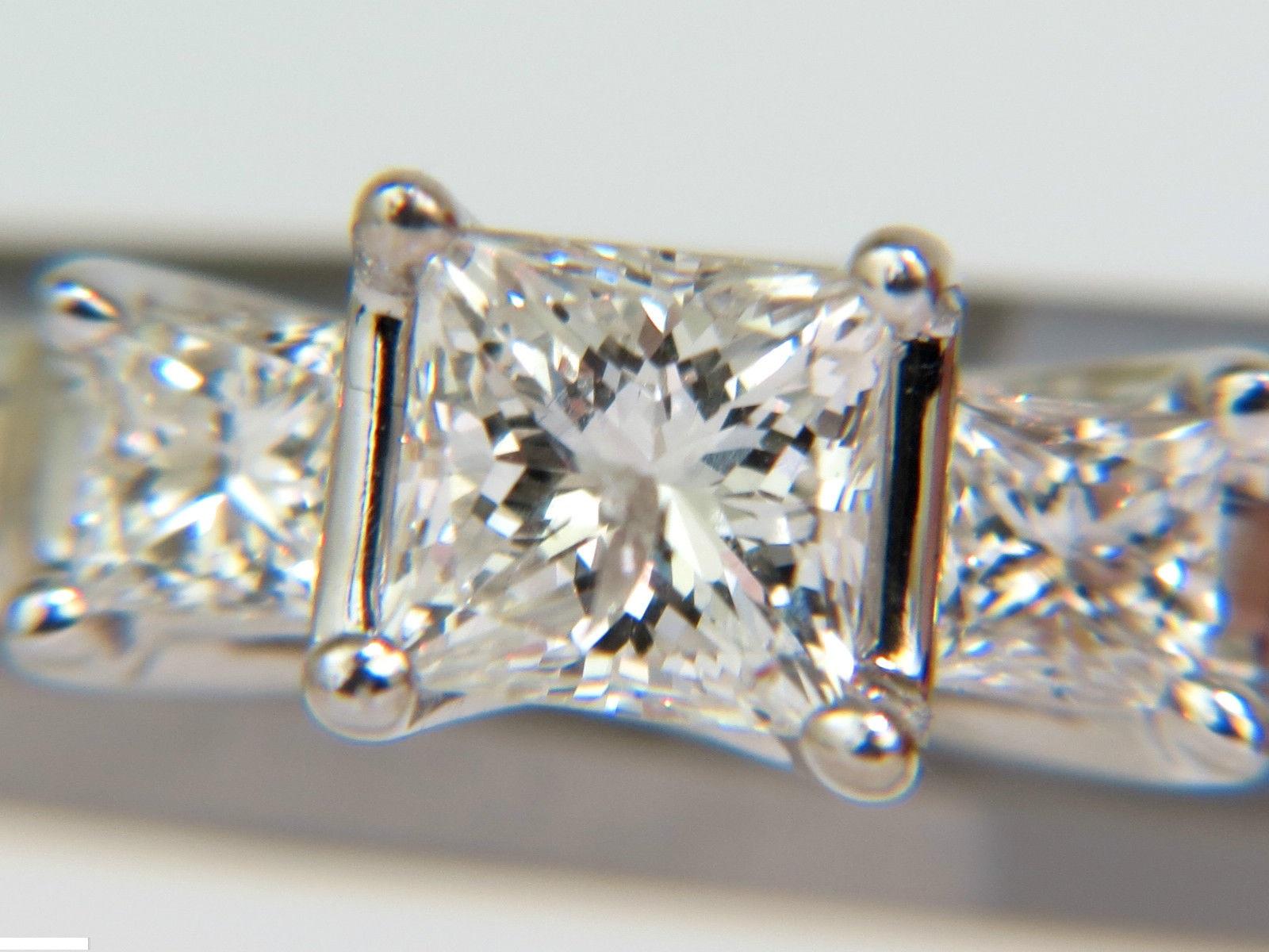1.30 Carat Classic Princess Natural Diamond Ring 14 Karat I/SI-2 For Sale 1