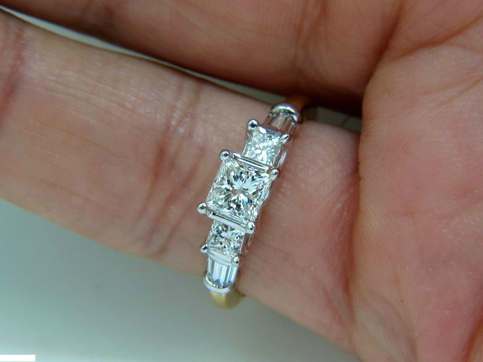 1.30 Carat Classic Princess Natural Diamond Ring 14 Karat I/SI-2 For Sale 3