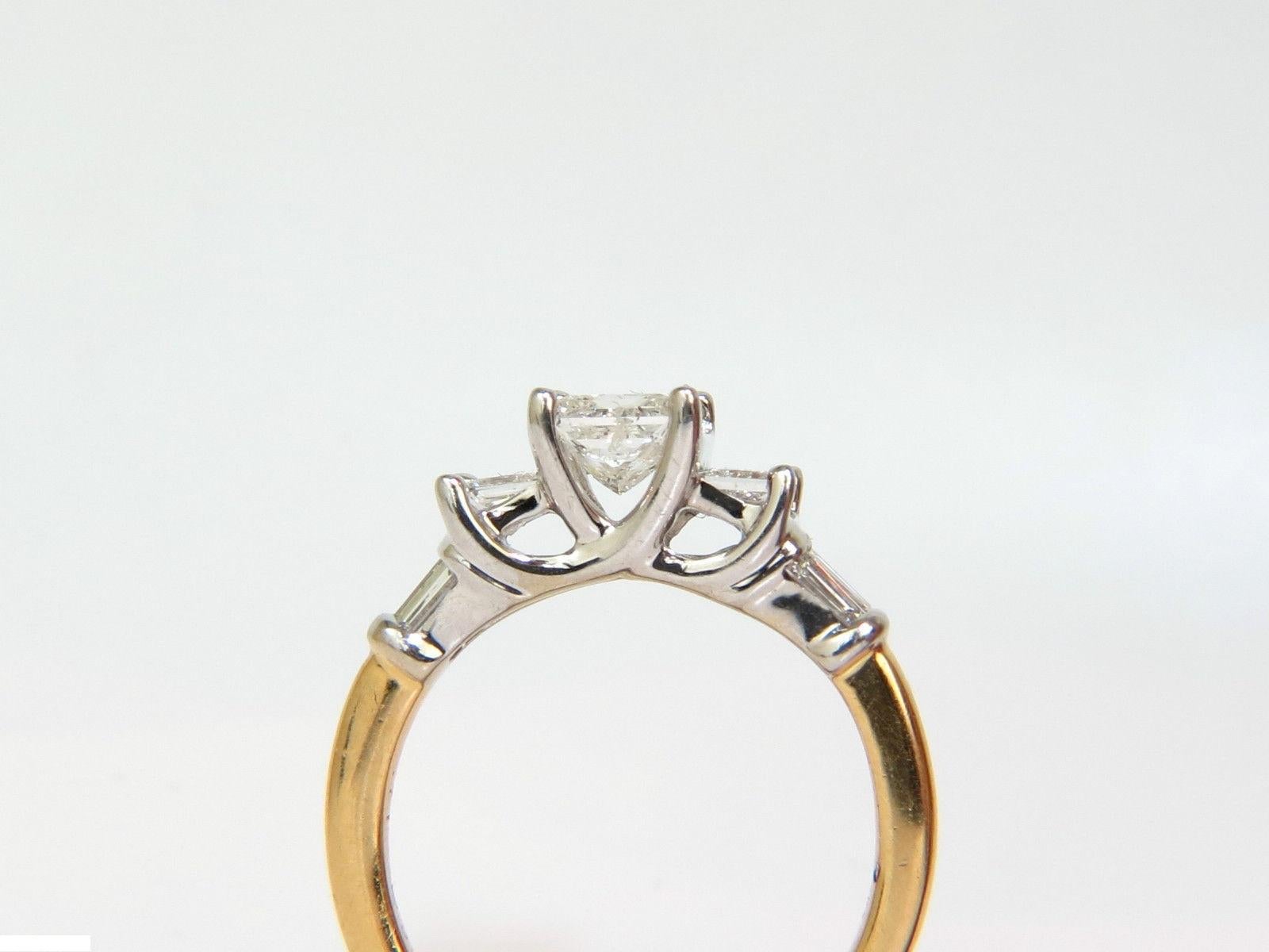 1.30 Carat Classic Princess Natural Diamond Ring 14 Karat I/SI-2 For Sale 4
