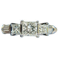 1.30 Carat Classic Princess Natural Diamond Ring 14 Karat I/SI-2*