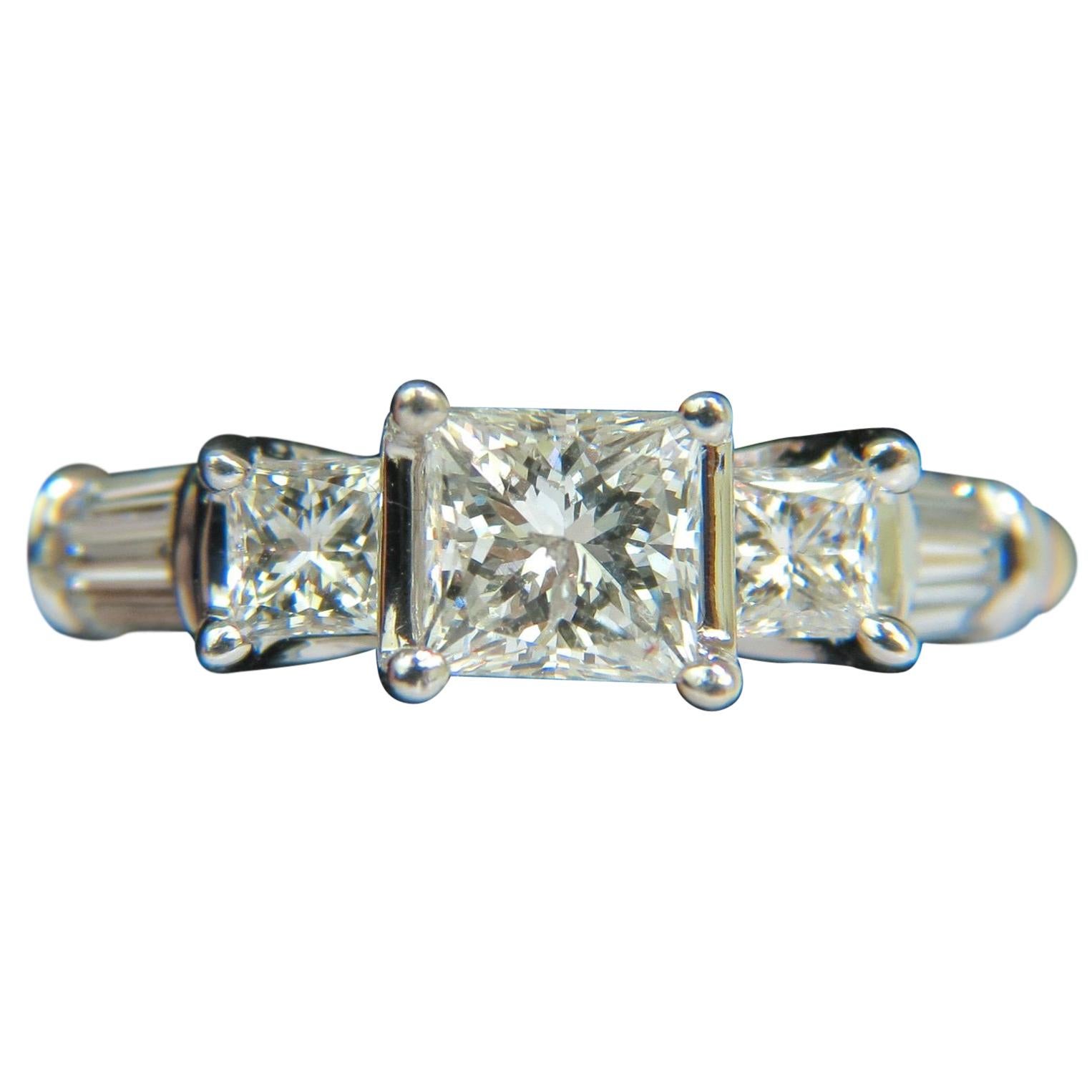 1.30 Carat Classic Princess Natural Diamond Ring 14 Karat I/SI-2 For Sale