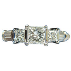 1.30 Carat Classic Princess Natural Diamond Ring 14 Karat I/SI-2