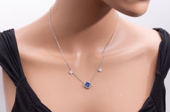 1.30 Carat Clover Mosaic Sapphire Necklace with 0.35 Ct Dia in 18k Gold ref1246