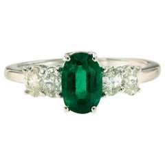 130 carat diamond 1.30 Carat Colombian Emerald Diamond Gold Vintage Ring