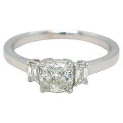 1.30 Carat Cushion Cut Diamond Three Stone Ring