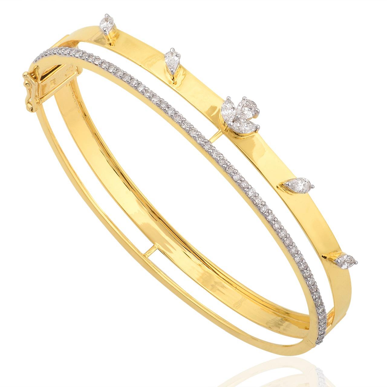 1,30 Karat Diamant 14 Karat Gold Dream Armreif Armband  (Gemischter Schliff) im Angebot