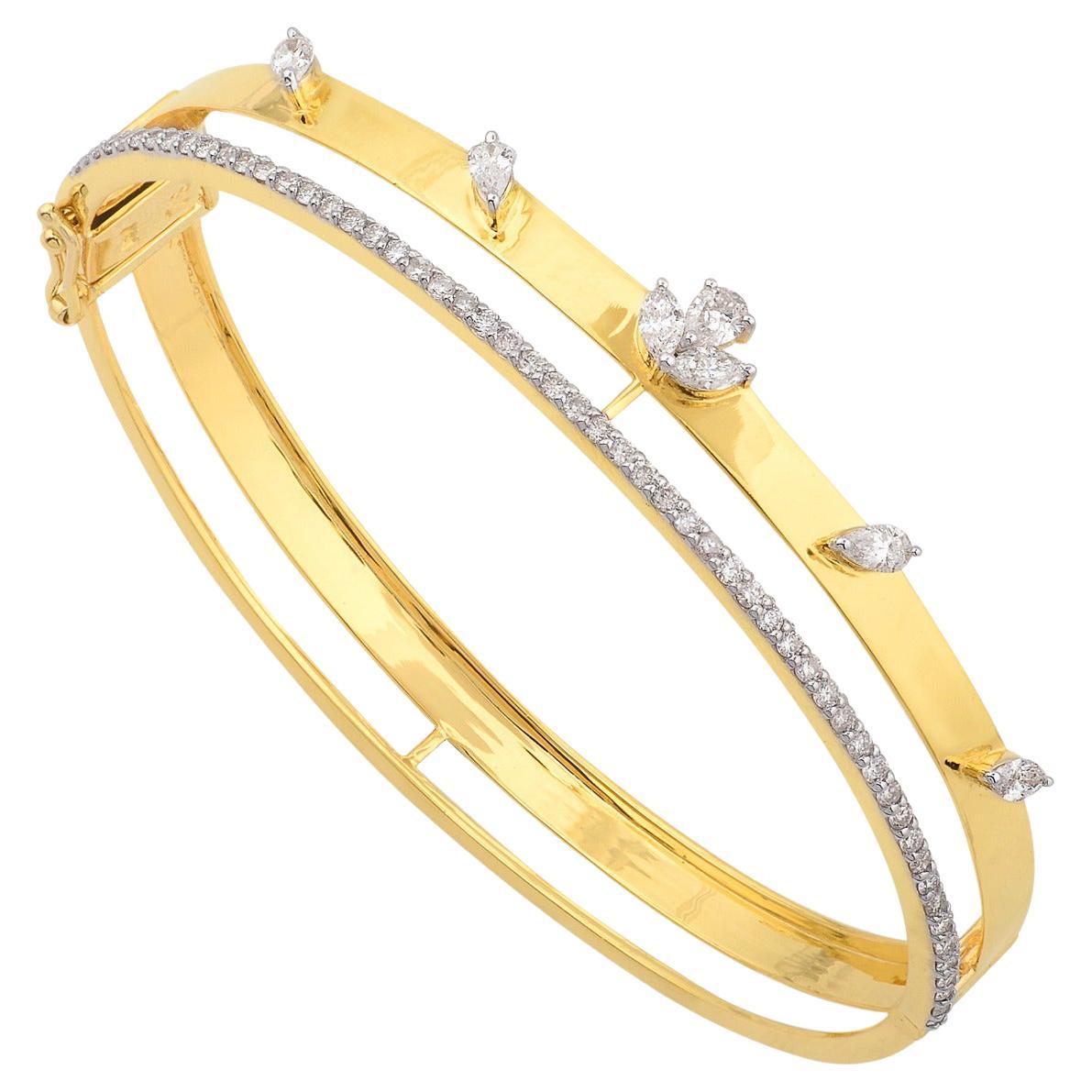 1.30 Carat Diamond 14 Karat Gold Dream Bangle Bracelet  For Sale