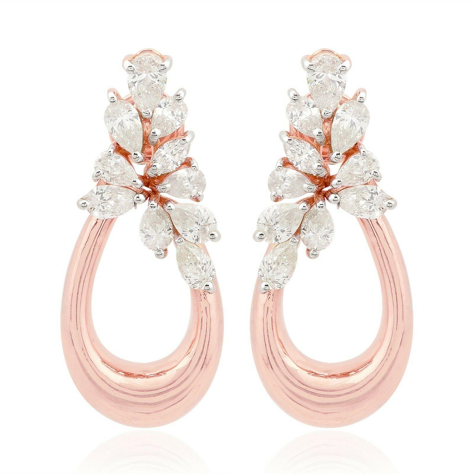 Modern 1.30 Carat Diamond 14 Karat Rose Gold Earrings For Sale
