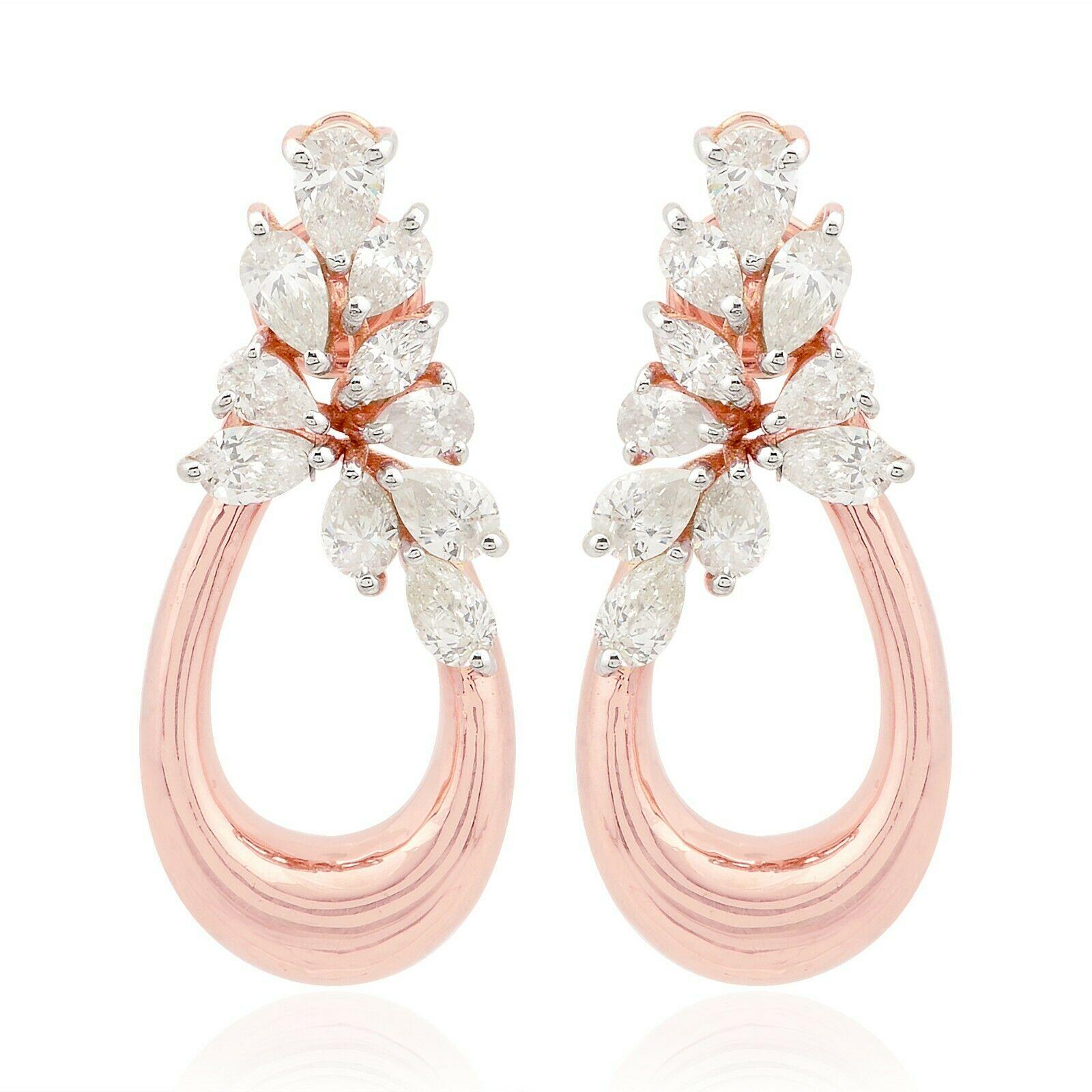 Modern 1.30 Carat Diamond 14 Karat Rose Gold Earrings For Sale