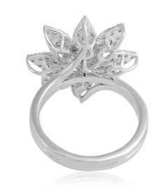 1.30 Carat Diamond 18 Karat White Gold Flower Ring