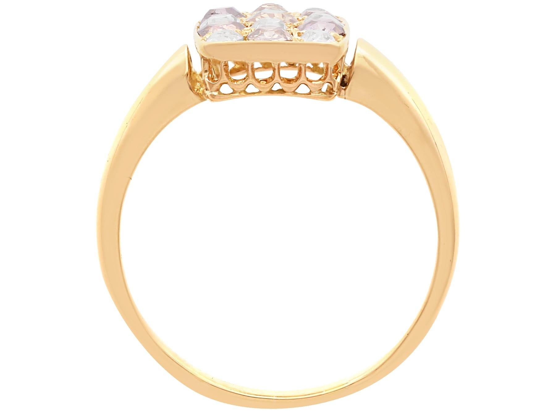 Anillo de diamantes de 1,30 quilates y oro amarillo de 14k - Antiguo Circa 1890 en venta 2