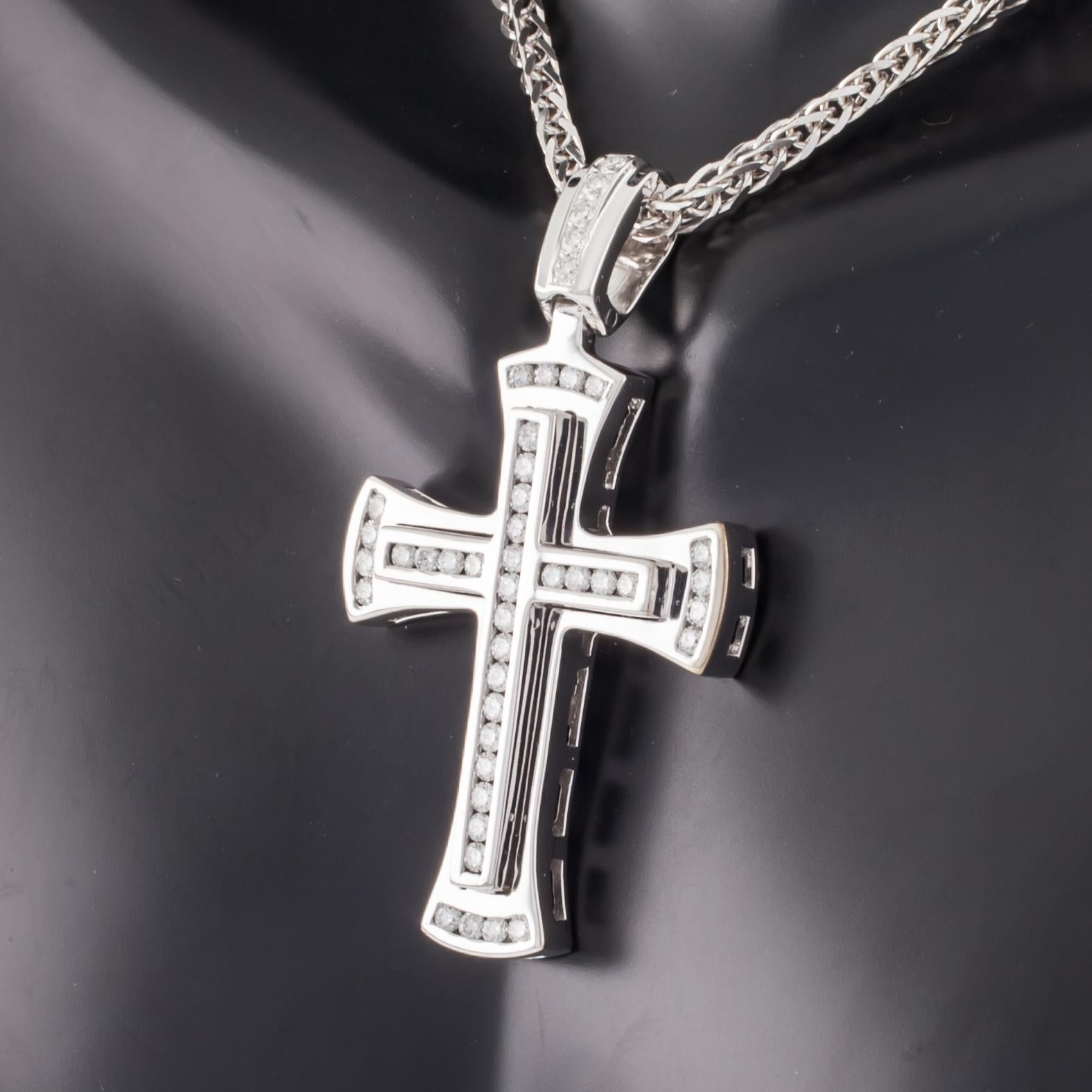 white gold necklace with diamond cross pendant