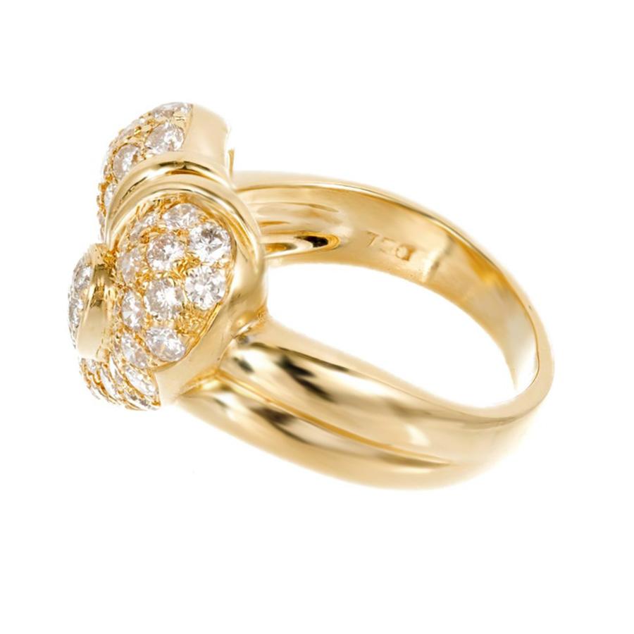 Bague de cocktail en or jaune 1,30 carat diamant Dome Heart en vente 1