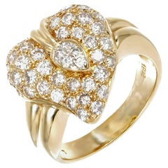 Bague de cocktail en or jaune 1,30 carat diamant Dome Heart