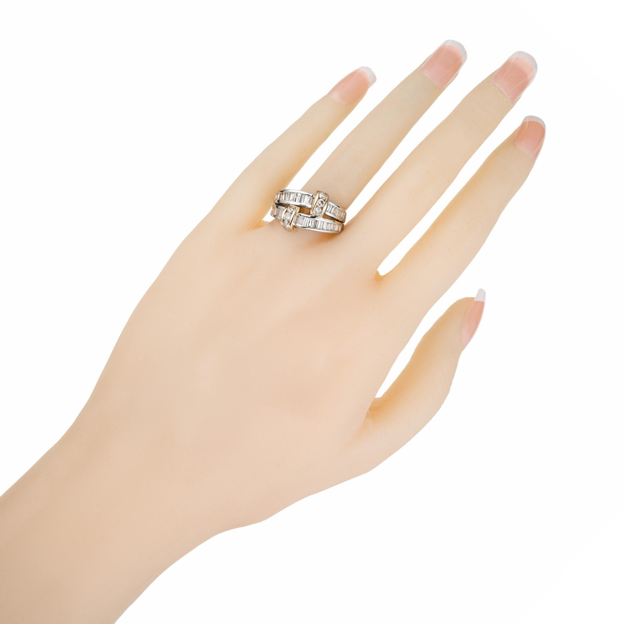 1.30 Carat Diamond Double Row Gold Band Ring For Sale 2