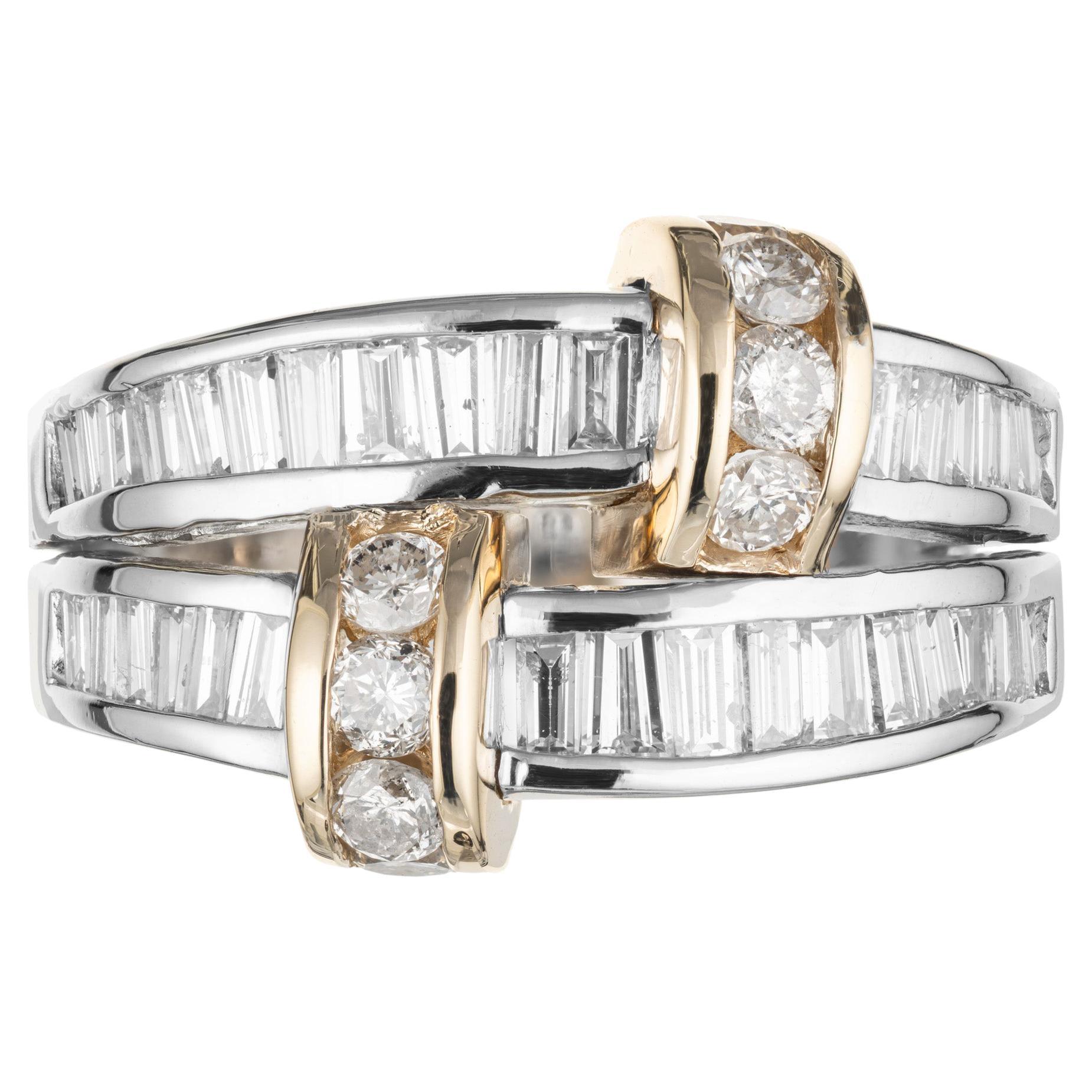 1.30 Carat Diamond Double Row Gold Band Ring For Sale