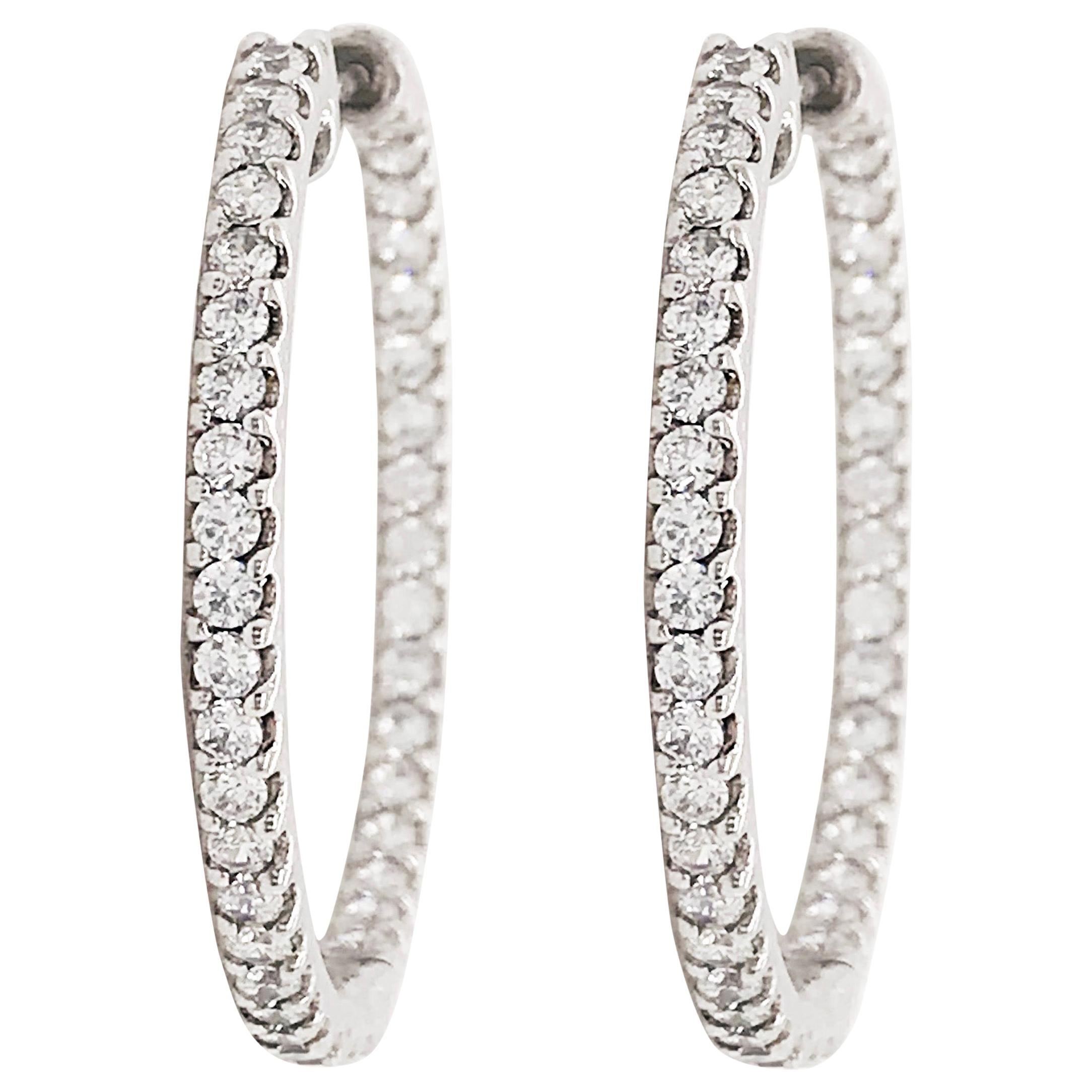 Pendientes de aro con diamantes de 1,30 quilates en oro de 14 quilates Eternity 1,30 quilates