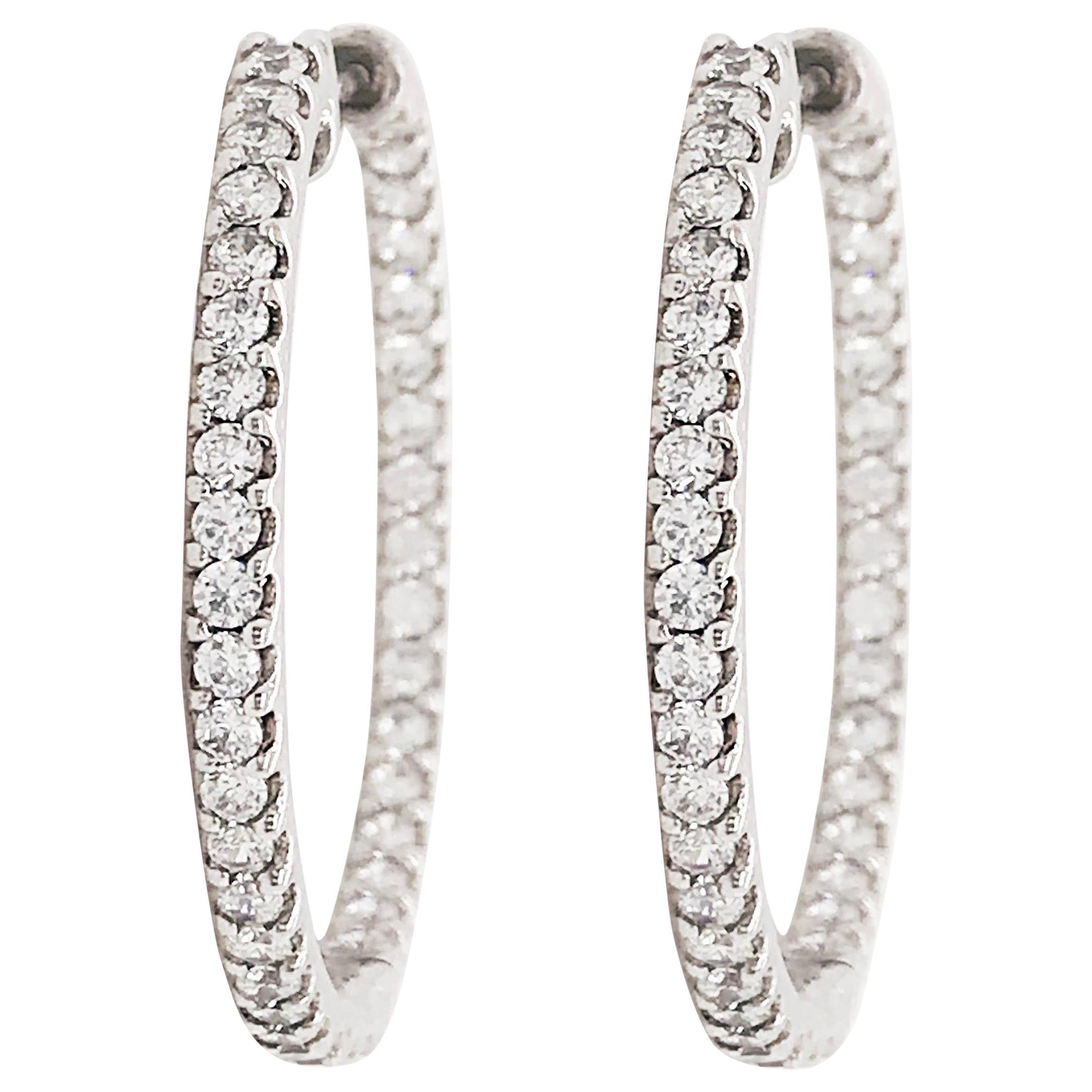 1.30 Carat Diamond Inside Out Hoop Earrings in 14 Karat Gold Eternity 1.30 Carat