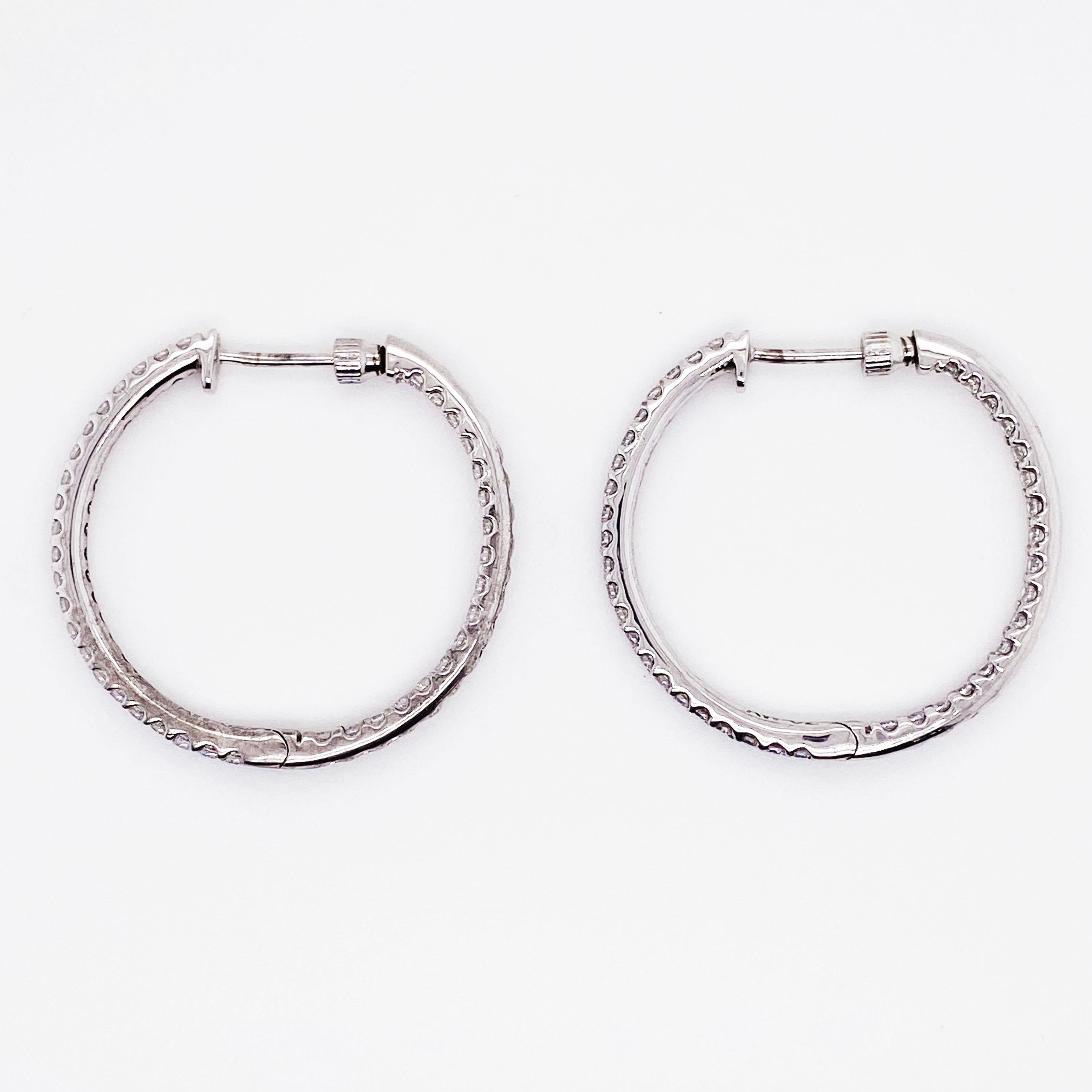 Modern 1.30 Carat Diamond Inside Out Hoop Earrings in 14 Karat Gold Eternity 1.30 Carat For Sale