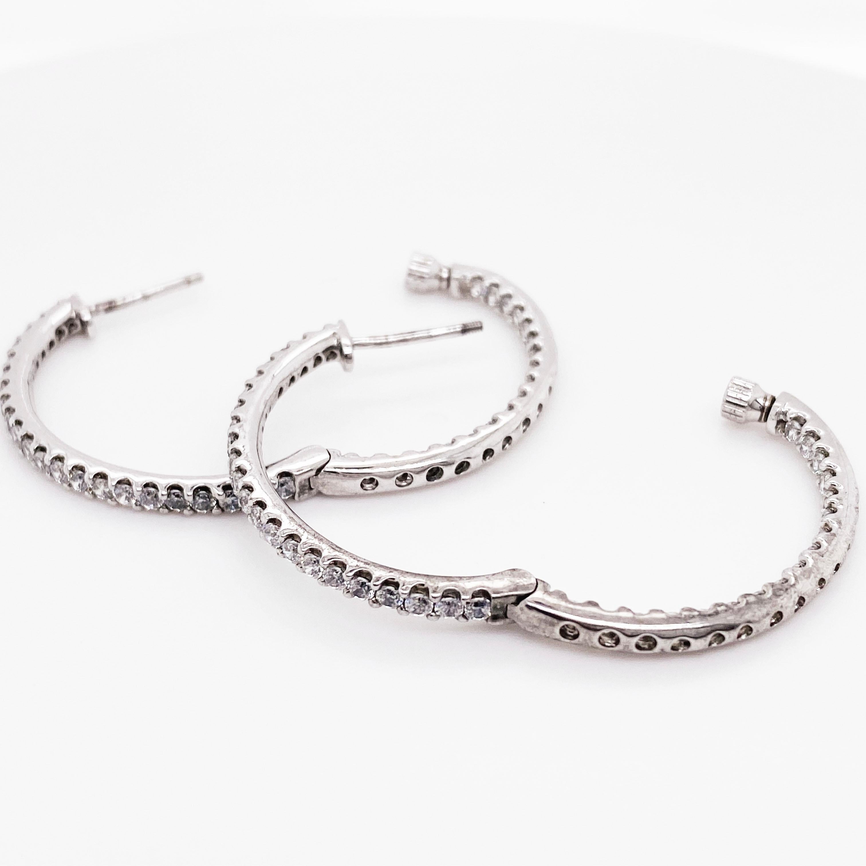 Pendientes de aro con diamantes de 1,30 quilates en oro de 14 quilates Eternity 1,30 quilates Corte redondo